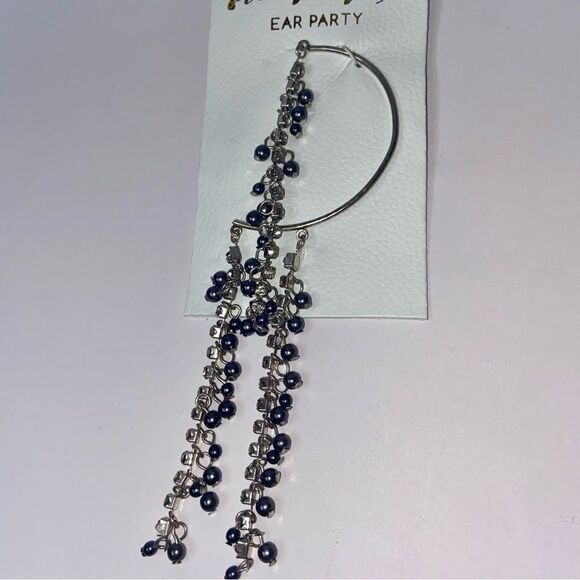 New Free People Judy Pearl Ear Chain with Rhinestones and Pearls Ear Cuff - Picture 4 of 13